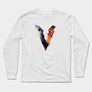 Colorful Painted Initial Letter V Long Sleeve T-Shirt